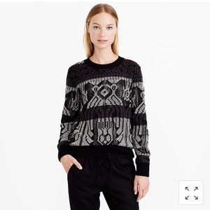 J. Crew Mix Stitch Blanket Sweater black & grey S